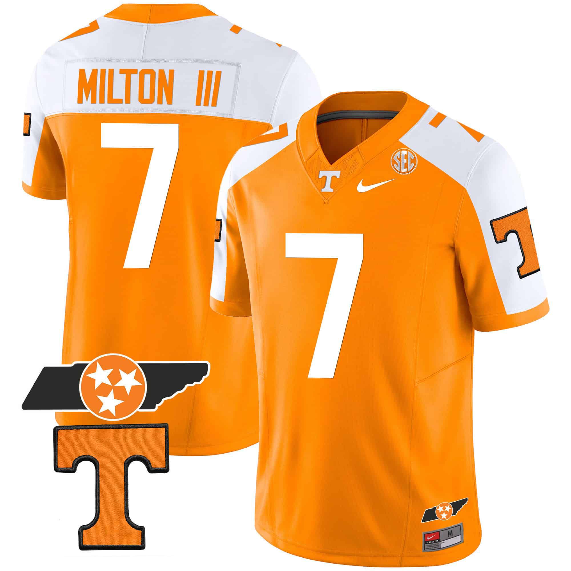 Men Tennessee Volunteers #7 Milton ii Orange 2024 Nike Checkerboard & Alternate NCAA Jersey style 1->ncaa teams->NCAA Jersey